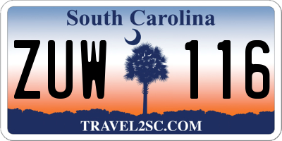 SC license plate ZUW116