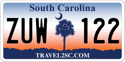 SC license plate ZUW122