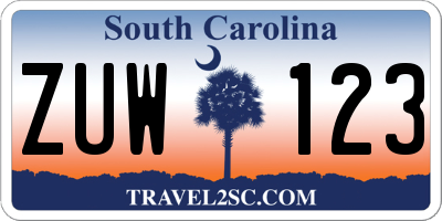 SC license plate ZUW123