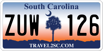 SC license plate ZUW126