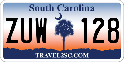 SC license plate ZUW128