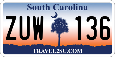 SC license plate ZUW136