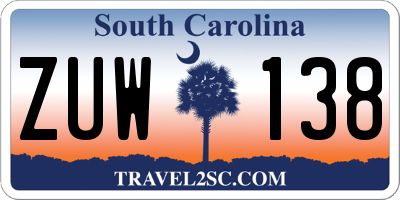 SC license plate ZUW138