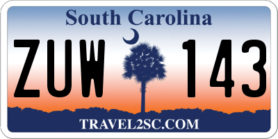 SC license plate ZUW143