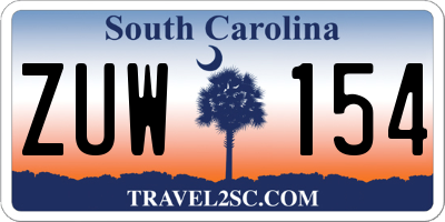 SC license plate ZUW154