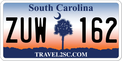 SC license plate ZUW162