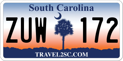 SC license plate ZUW172