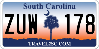 SC license plate ZUW178