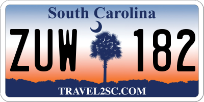 SC license plate ZUW182