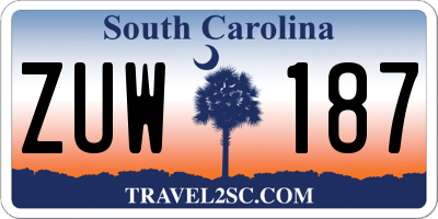 SC license plate ZUW187
