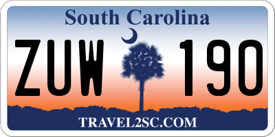 SC license plate ZUW190
