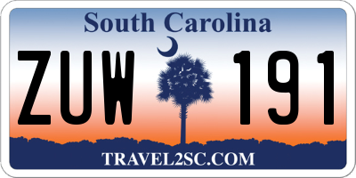 SC license plate ZUW191