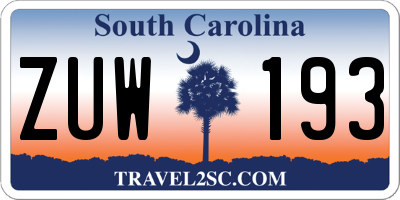 SC license plate ZUW193