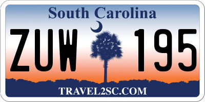 SC license plate ZUW195