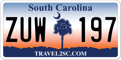 SC license plate ZUW197