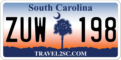 SC license plate ZUW198