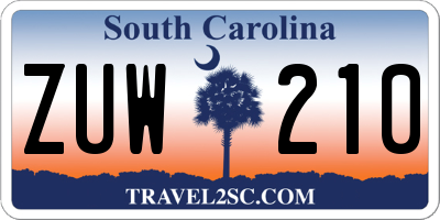 SC license plate ZUW210