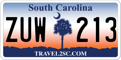 SC license plate ZUW213