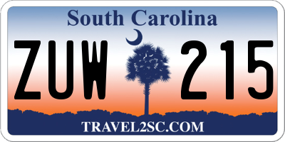 SC license plate ZUW215