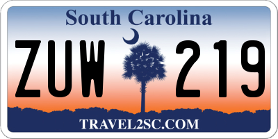 SC license plate ZUW219