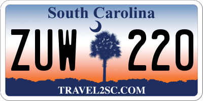 SC license plate ZUW220