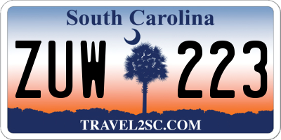 SC license plate ZUW223
