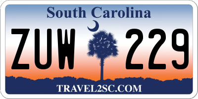 SC license plate ZUW229