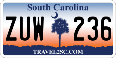 SC license plate ZUW236