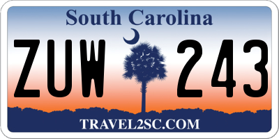 SC license plate ZUW243