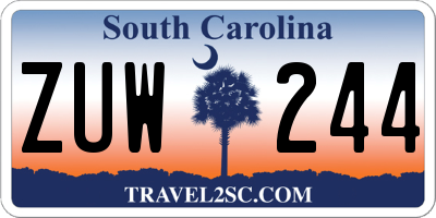 SC license plate ZUW244