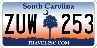 SC license plate ZUW253