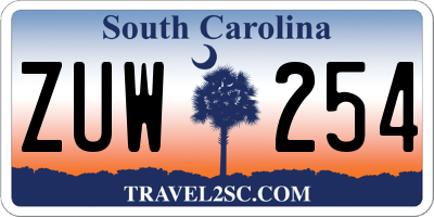 SC license plate ZUW254