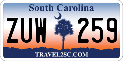 SC license plate ZUW259