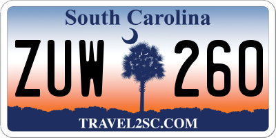 SC license plate ZUW260