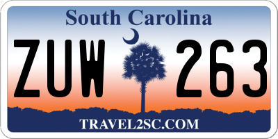SC license plate ZUW263
