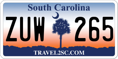 SC license plate ZUW265