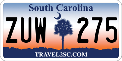 SC license plate ZUW275