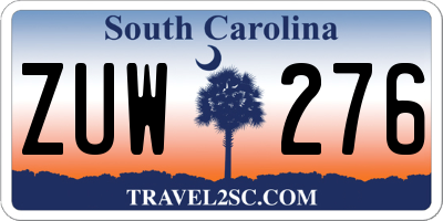 SC license plate ZUW276
