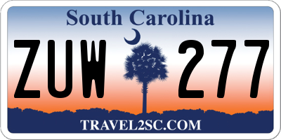 SC license plate ZUW277