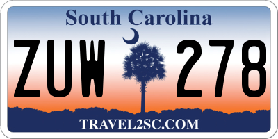 SC license plate ZUW278