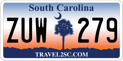SC license plate ZUW279