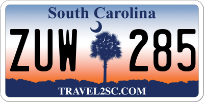 SC license plate ZUW285
