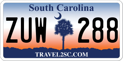 SC license plate ZUW288
