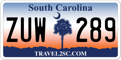 SC license plate ZUW289