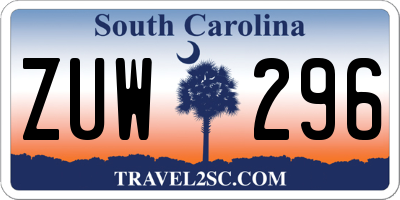 SC license plate ZUW296