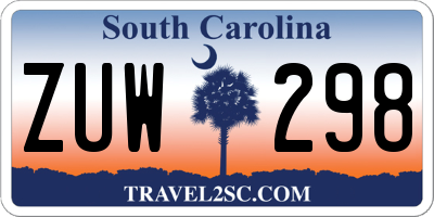 SC license plate ZUW298