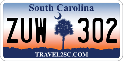 SC license plate ZUW302