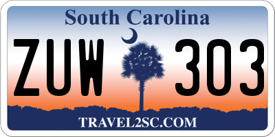 SC license plate ZUW303