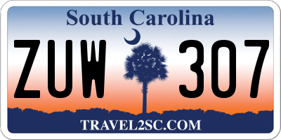 SC license plate ZUW307