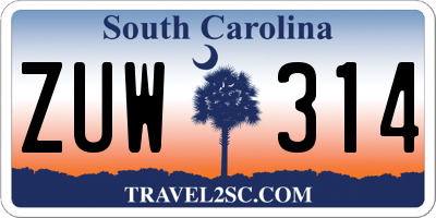 SC license plate ZUW314
